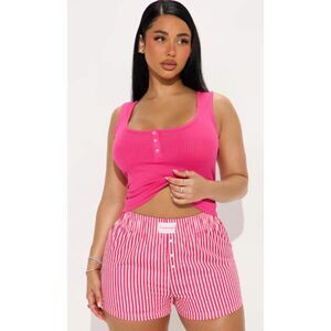 NEW NWT Fuchsia Pink Sz XL Shorts & Tank Top 2 Pc Lounge Pajama Set RAMPAGE